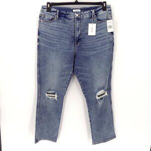 Good American Good Curve Straight Jeans Size 16 high-rise Med blue wash